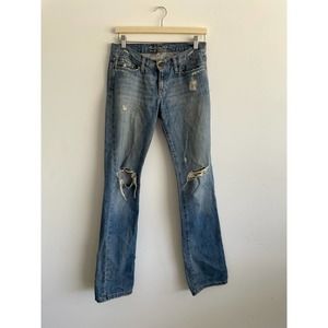Abercrombie & Fitch bootleg distressed jeans 3inch inseam | size 2R